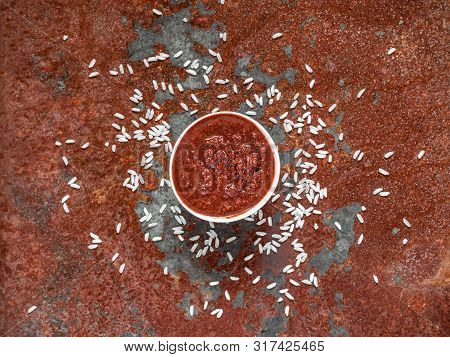 Gochujang. Traditional Korean Soybean Paste With Sticky Rice And Fermented Soybeans, Dressed With Re