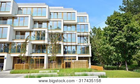 Warsaw, Poland. 16 August 2019. Modern Apartment Building 
