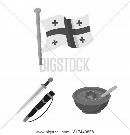Vector Design Of Attributes And Tourism Sign. Set Of Attributes And National Vector Icon For Stock.