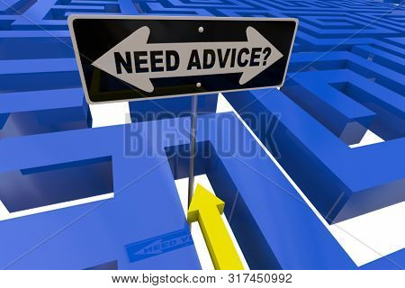 Need Advice Stuck Lost Help Get Out of Maze 3d Illustration