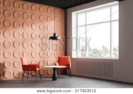 Orange Office Waiting Room Corner With Window