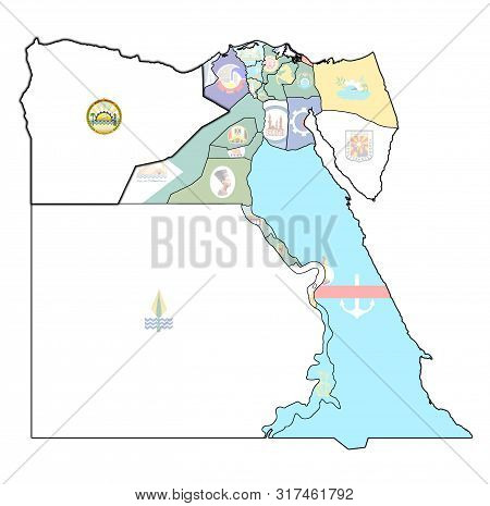 Flag Of Matrouh On Map Of Egypt Governorates
