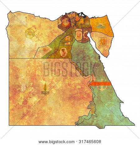 Flag Of Damietta On Map Of Egypt Governorates