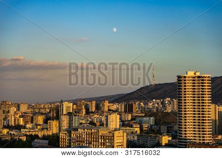 Moon In Sunset Time