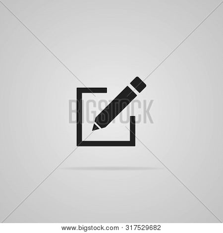 Edit Icon Isolated On Gray Background. Pen On Paper Background. Flat Style. Vector Illustration.