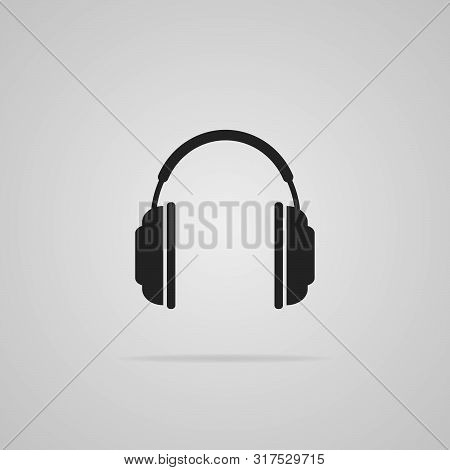 Headphone Icon Isolated On Gray Background. Flat Style. Vector Illustration.