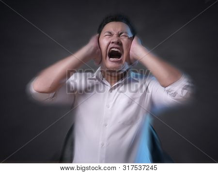 Young Asian Businessman Shouting, Angry Expression. Stress Frustration In Business Concept, Closing 