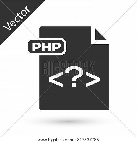 Grey Php File Document. Download Php Button Icon Isolated On White Background. Php File Symbol. Vect