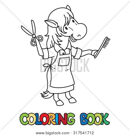 Horse Hairdresser Abc Coloring Book. Alphabet H