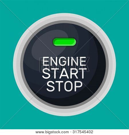 Engine Start And Stop Button With Light. Car Engine Start. Modern Starting And Stopping Switch For M