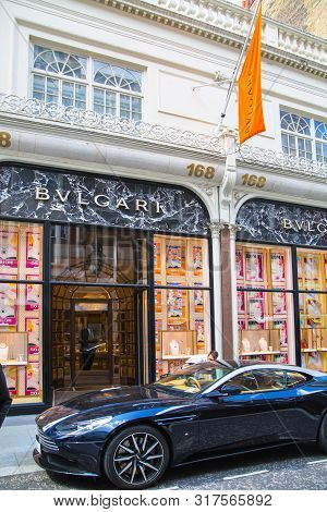 London, Uk - August 13, 2019: Facade Of Givenchy  Boutique Shop At Old Bond Street. Bond Street Is A