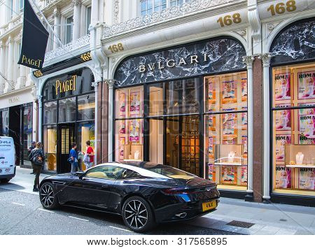 London, Uk - August 13, 2019: Facade Of Givenchy  Boutique Shop At Old Bond Street. Bond Street Is A
