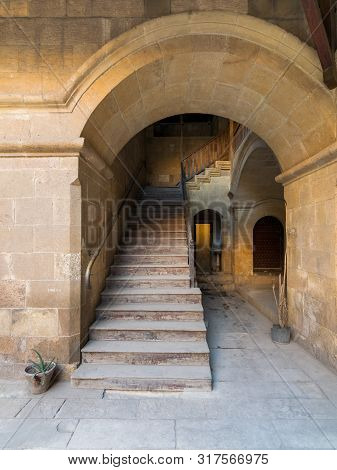 Exterior Daylight Shot Of Staircase Going Up Leading To Caravansary - Wikala - Of Bazaraa, Suited In