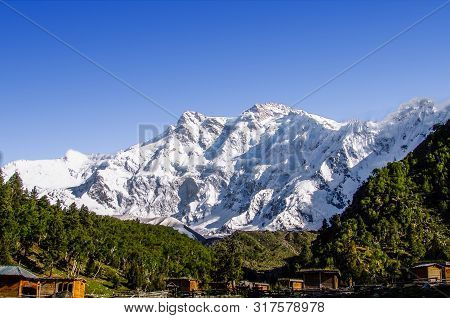 View Of The Snow Capped Nanga Parbat Peak Well Known As The Killer Mountains 8,126 M Above Sea Level