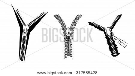 Vector Icons Zipper. Isolated Zip Design. Zipper Vector Illustration. Isolated. Flat Design