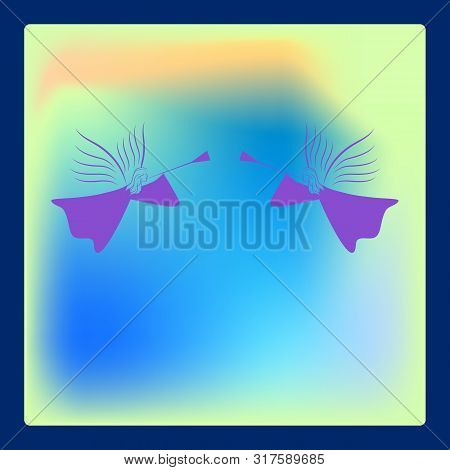 Christmas Angels Silhouette On Color Background As Symbol Of Christmas. Fashion Background Design. M