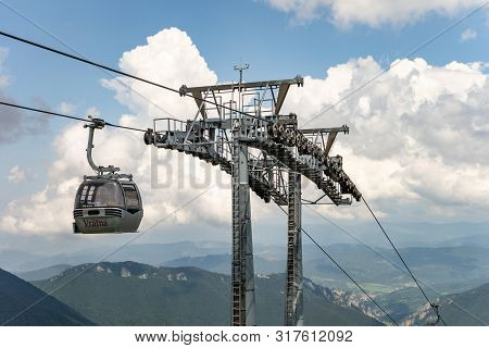 Vratna Dolina, Slovakia - July 26, 2016: The Cableway Connecting Vratna And Velky Krivan Peak In Tou
