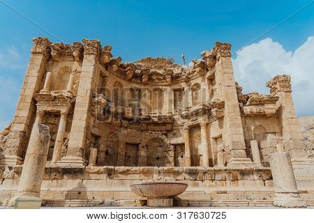 Ruins Of The Nymphaeum In The Roman City Of Gerasa (modern Jerash) In Jordan.