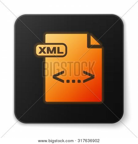Orange Glowing Neon Xml File Document. Download Xml Button Icon Isolated On White Background. Xml Fi