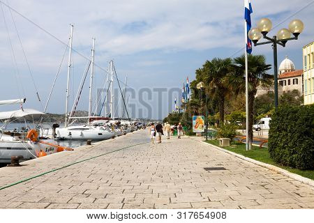 Shibenik, Croatia - September 6, 2012: The Embankment In Shibenik City. Shibenik Is A Historic City 