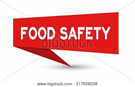 Red Paper Speech Banner With Word Food Safety On White Background (vector)