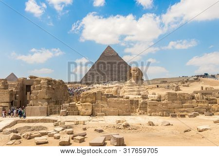 Giza, Egypt - April 19, 2019: The Pharaoh's Entire Tomb Complex At Giza