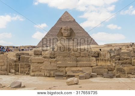 The Pharaoh Khafre's Necropolis With The Sphinx In Egypt