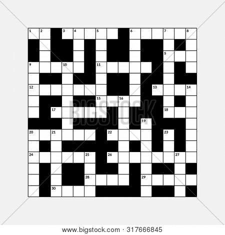 15x15 Crossword Puzzle Vector Illustration, Empty Squares