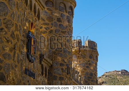 Battery Castillitos, Spain - April 13, 2019 Abandoned Military Constructions Located In The Hills Ne