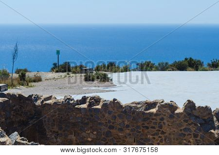 Battery Castillitos, Spain - April 13, 2019 Abandoned Military Constructions Located In The Hills Ne
