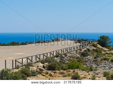 Battery Castillitos, Spain - April 13, 2019 Abandoned Military Constructions Located In The Hills Ne