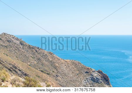 Battery Castillitos, Spain - April 13, 2019 Abandoned Military Constructions Located In The Hills Ne