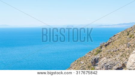 Battery Castillitos, Spain - April 13, 2019 Abandoned Military Constructions Located In The Hills Ne