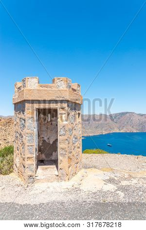 Battery Castillitos, Spain - April 13, 2019 Abandoned Military Constructions Located In The Hills Ne