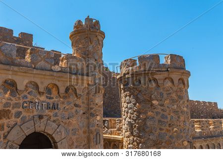 Battery Castillitos, Spain - April 13, 2019 Abandoned Military Constructions Located In The Hills Ne