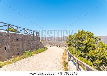 Battery Castillitos, Spain - April 13, 2019 Abandoned Military Constructions Located In The Hills Ne