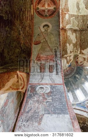 Timotesubani, Georgia-may,04 2019: Interior Church Assumption Blessed Virgin Mary In Timotesubani Ma