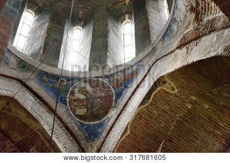 Timotesubani, Georgia-may,04 2019: Interior Church Assumption Blessed Virgin Mary In Timotesubani Ma