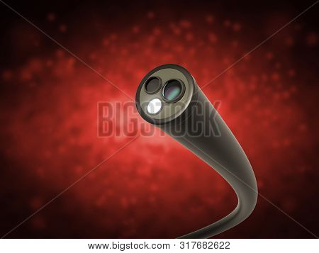 Colonoscopy Technology Concept With 3d Rendering Endoscope Inside Of Intestine