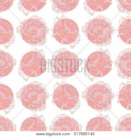 Peony Flower Seamless Pattern Vector Hand Drawn