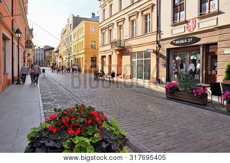 Bydgoszcz Poland - August 15, 2019: Old Historical Tenement Houses On The Dluga Street