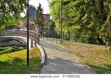 Bydgoszcz, Poland - August 15, 2019: Krzysztof Klenczon Memory Bridge On Mlynska Island In The Histo
