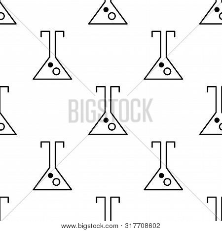 Reagent Medical Or Chemical Flask Icon Seamless Pattern Background. Vector Illustration.