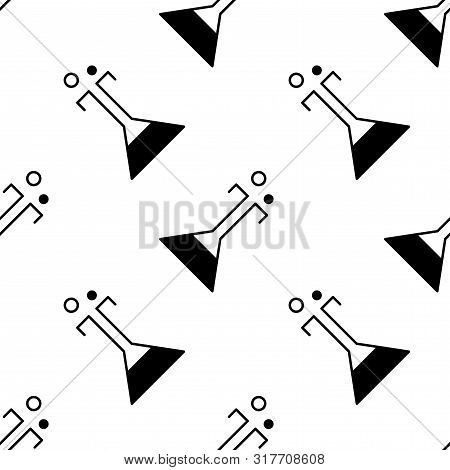 Reagent Medical Or Chemical Flask Icon Seamless Pattern Background. Vector Illustration.