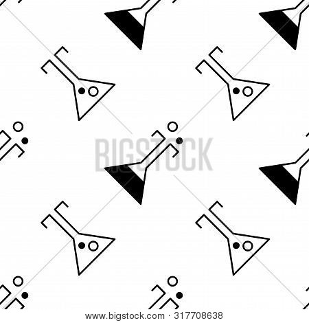 Reagent Medical Or Chemical Flask Icon Seamless Pattern Background. Vector Illustration.