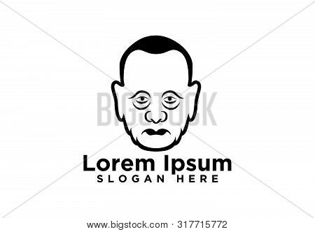 Buddha Head Logo Design, Vector Illustration Isolated On White Background