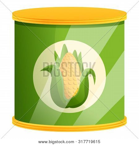 Corn Tin Can Icon. Cartoon Of Corn Tin Can Vector Icon For Web Design Isolated On White Background