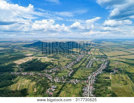 Photo Of The Countryside From The Height Of The Drones Flight. Aerial Photography.