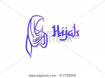 Beauty Hijab, Muslim Female, Scarf Logo Template. Vector Illustration