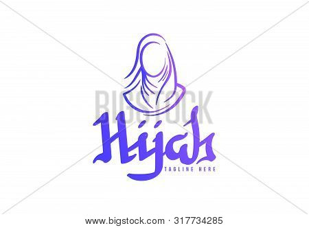 Beauty Hijab, Muslim Female, Scarf Logo Template. Vector Illustration